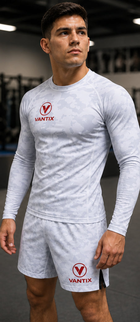 VANTIX ORIGINS Rash Guard & Shorts Set – Grey Camo